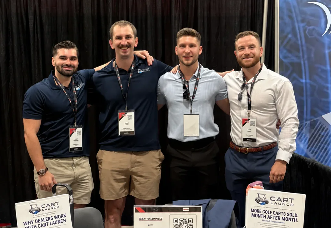 The Cart Launch team at the Cart Launch booth at the Golf Carting Expo